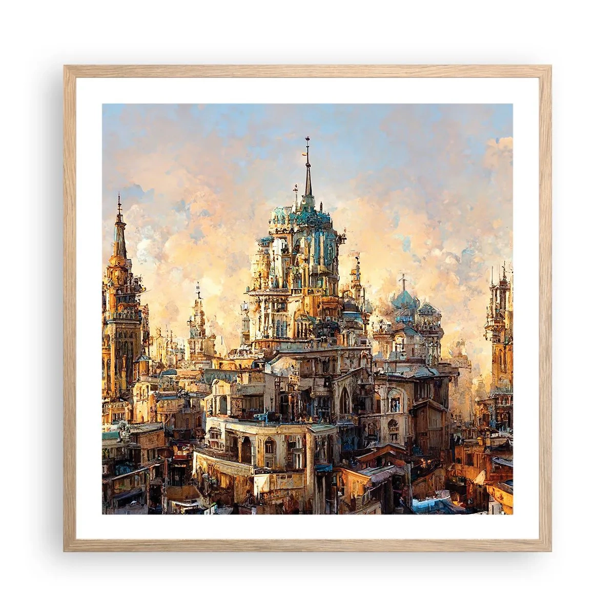 Poster in cornice rovere chiaro - La città delle città - 60x60 cm