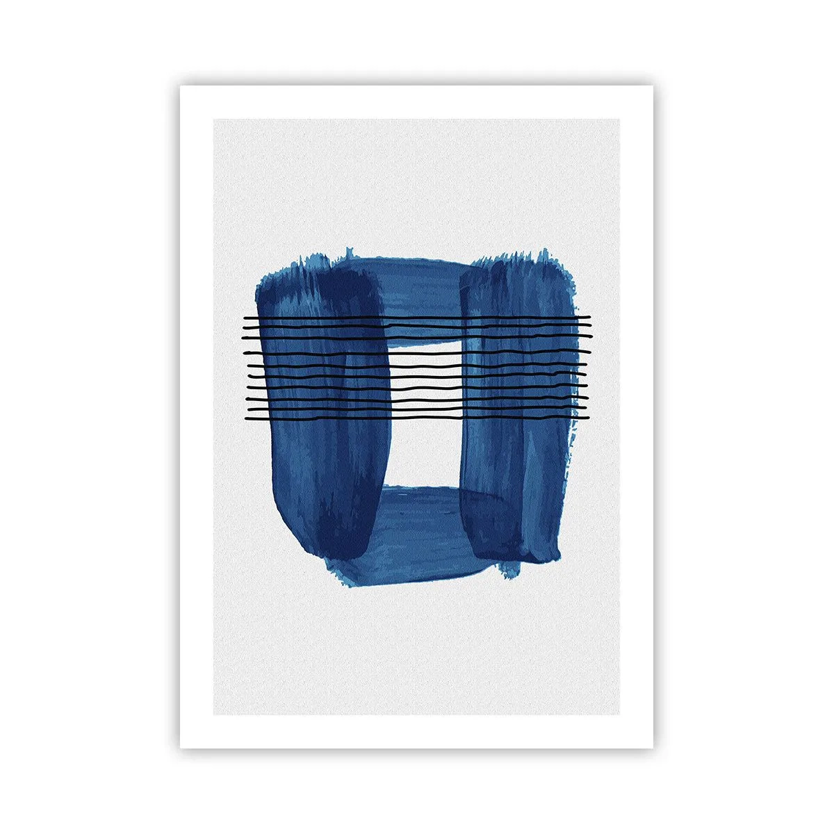 Poster - Composizione astratta nei toni del blu - 50x70cm - Composizione blu e nera - Decorazione murale moderna per soggiorno e camera da letto ARTTOR