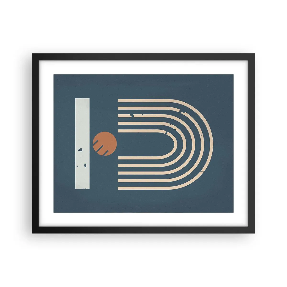 Poster in cornice nera - Geometria in blu - 50x40 cm