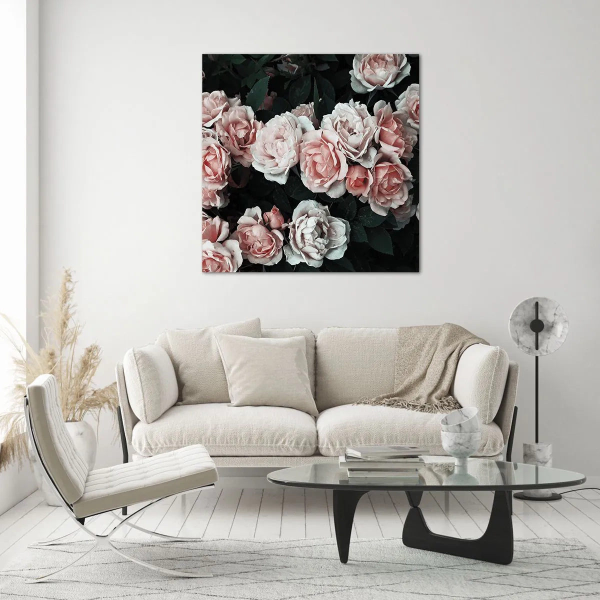 Quadro su vetro - Composizione di rose - 70x70 cm