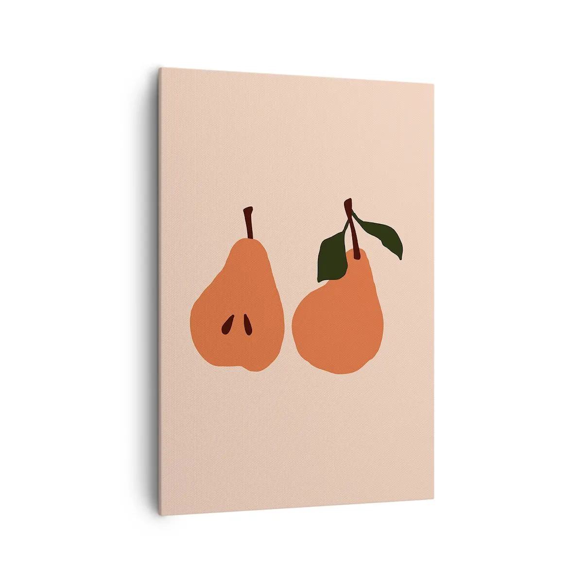 Quadro su tela - Stampe su Tela - Un'illustrazione minimalista di due pere su uno sfondo beige. - 70x100cm - La dolcezza stessa - Decorazione murale moderna per soggiorno e camera da letto ARTTOR