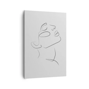 Quadro su tela - Stampe su Tela - Uno schizzo minimalista del volto di una donna di profilo. - 70x100cm - I meandri dei sogni - Decorazione murale moderna per soggiorno e camera da letto ARTTOR