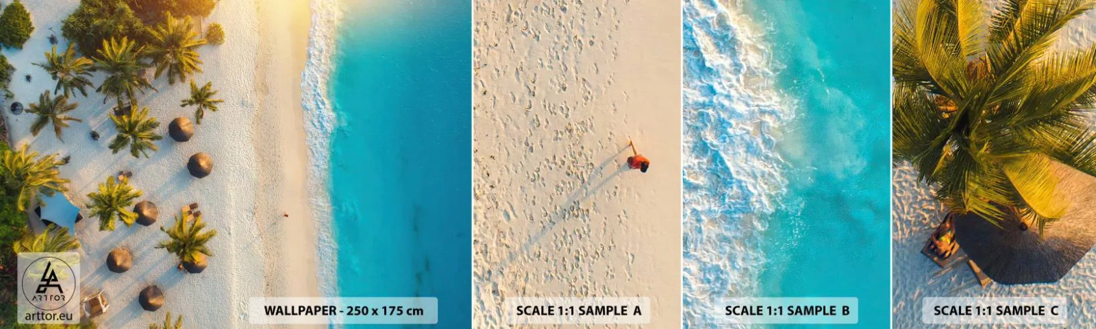 Campione Di Fotomurale Standard Eco - Benvenuti in paradiso - Spiaggia, palme, Esotismo - 100x30 cm