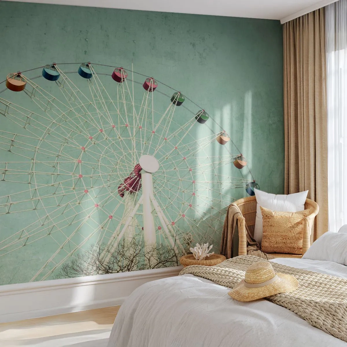 Fotomurali Autoadesivo Deluxe Sticker - Venite a divertirvi - ruota panoramica, Giostra, Vintage ▾ - 450x315 cm