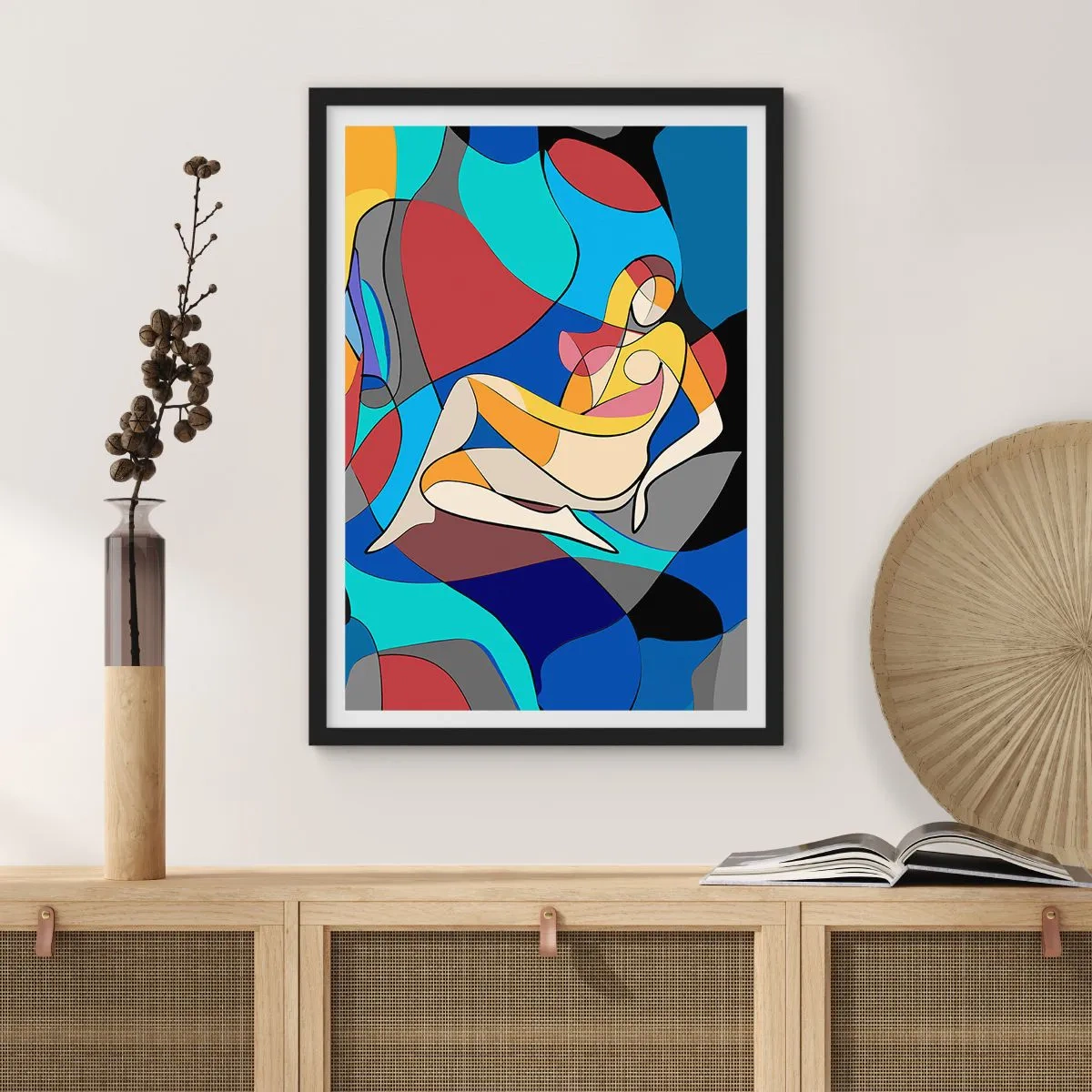 Poster in cornice nera - Nudo cubista - 70x100 cm