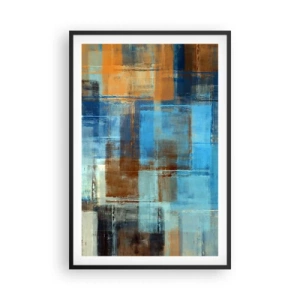 Poster in cornice nera - Attraverso la tenda blu - 61x91 cm