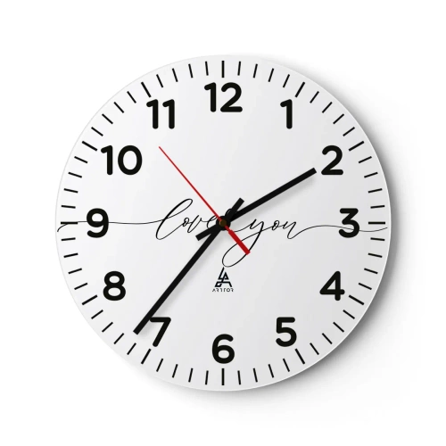 Orologio da parete - Orologio in Vetro - Bianco e nero - 40x40 cm
