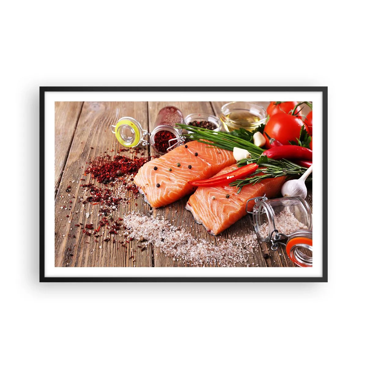 Poster in cornice nera - Avventura norvegese in cucina - 91x61 cm