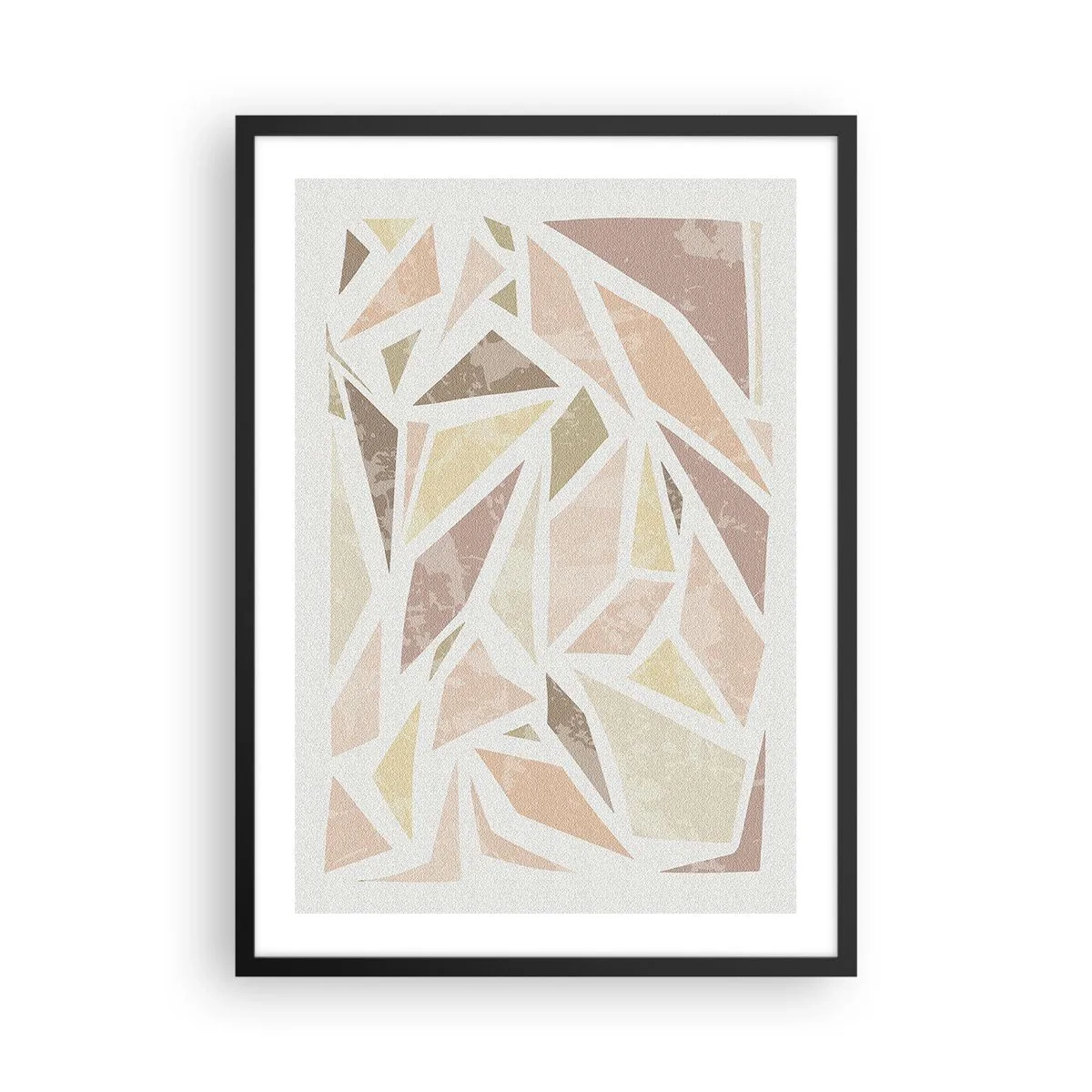 Poster in cornice nera - Astrazione geometrica in tonalità pastello - 50x70cm - Composizione da vetrata - Decorazione murale moderna per soggiorno e camera da letto ARTTOR