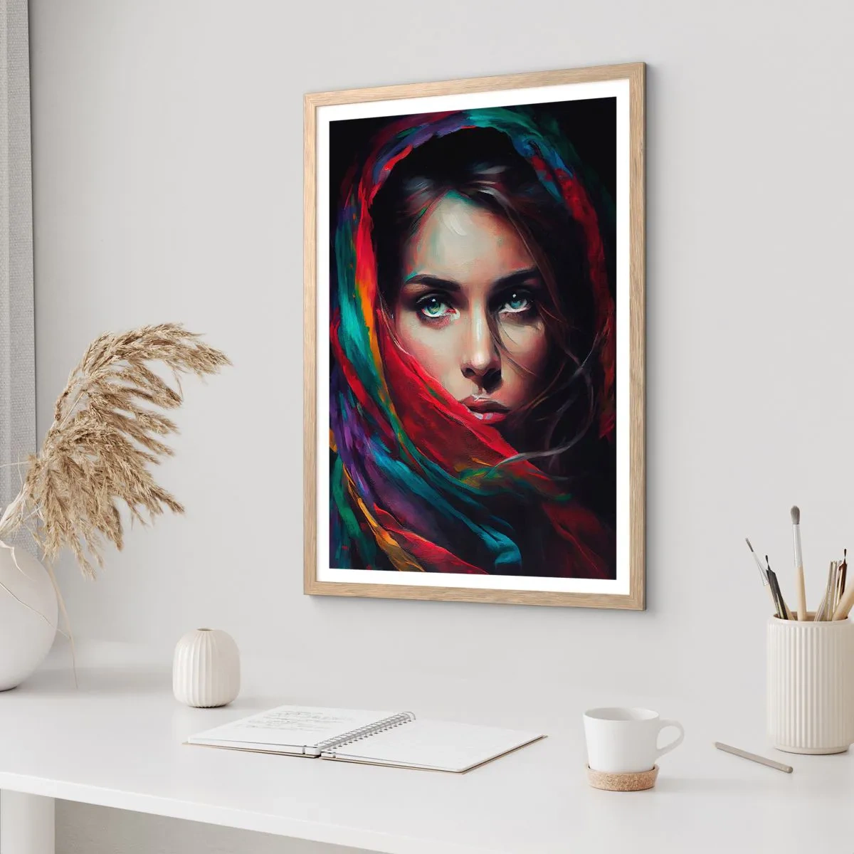 Poster in cornice rovere chiaro - Mistero dagli occhi verdi - 30x40 cm