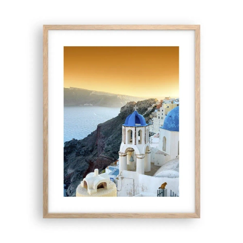 Poster in cornice rovere chiaro - Santorini: aggrappate alle rocce - 40x50 cm