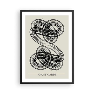 Poster in cornice nera - Composizione astratta di linee d'avanguardia - 50x70cm - In tutta spontaneità - Decorazione murale moderna per soggiorno e camera da letto ARTTOR