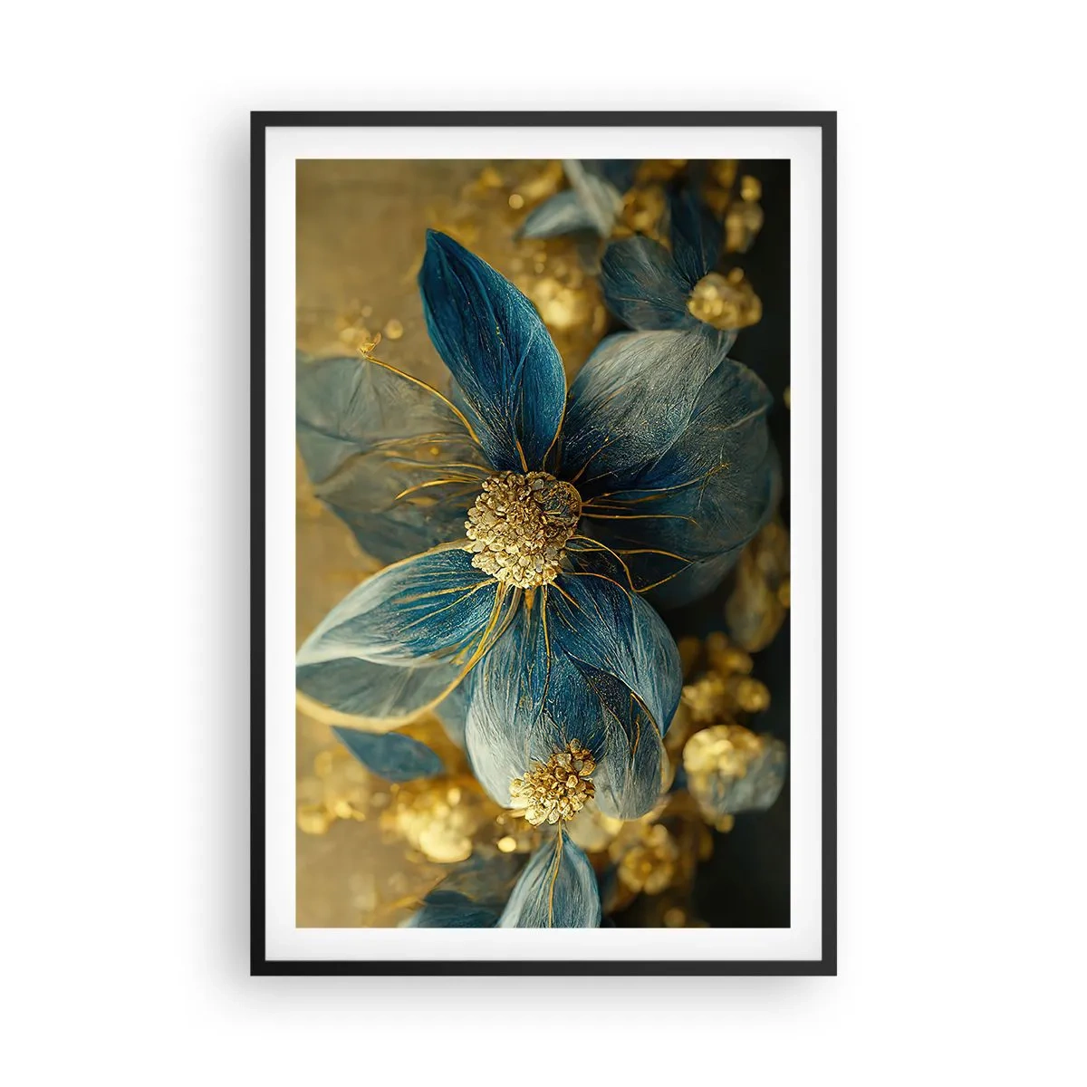 Poster in cornice nera - Fiorire d'oro - 61x91 cm