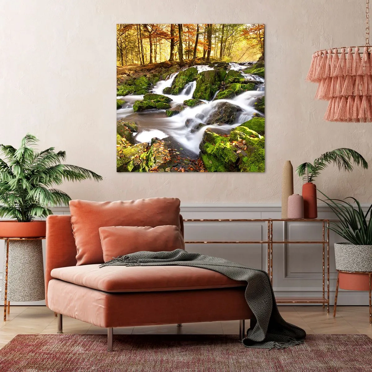 Quadro su tela - Stampe su Tela - Rapido nel bosco autunnale - 70x70 cm