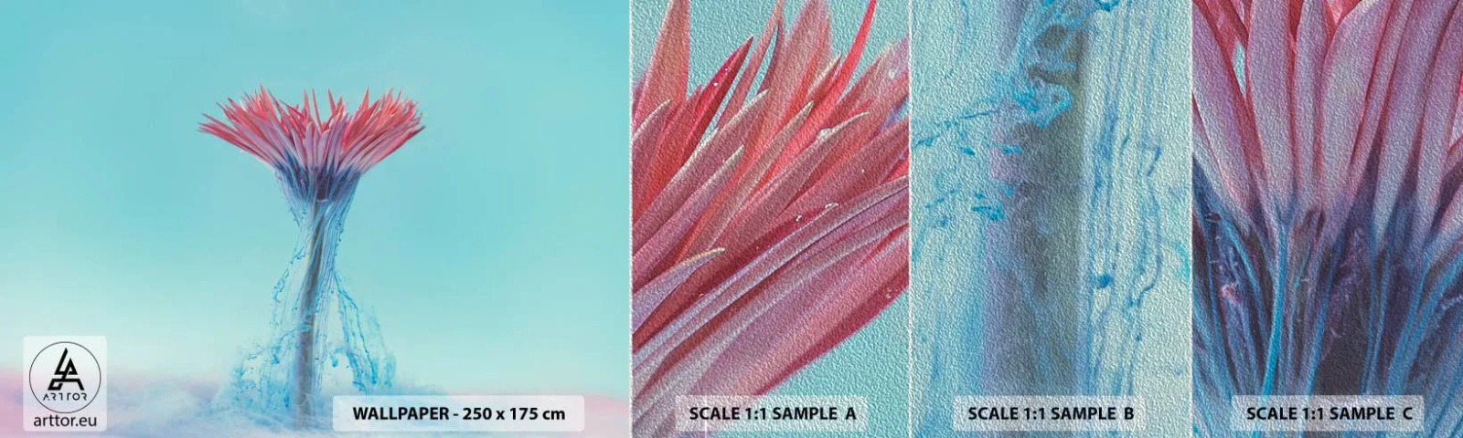 Campione di Fotomurale Premium Sand - L'abbraccio che ravviva - Astrazione, Fiore, Pezzo - 100x30 cm