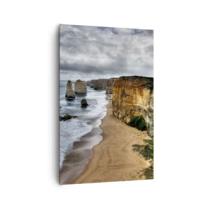 Quadro su tela - Stampe su Tela - Costa rocciosa con spiaggia e formazioni rocciose - 80x120cm - Bellezza selvatica - Decorazione murale moderna per soggiorno e camera da letto ARTTOR