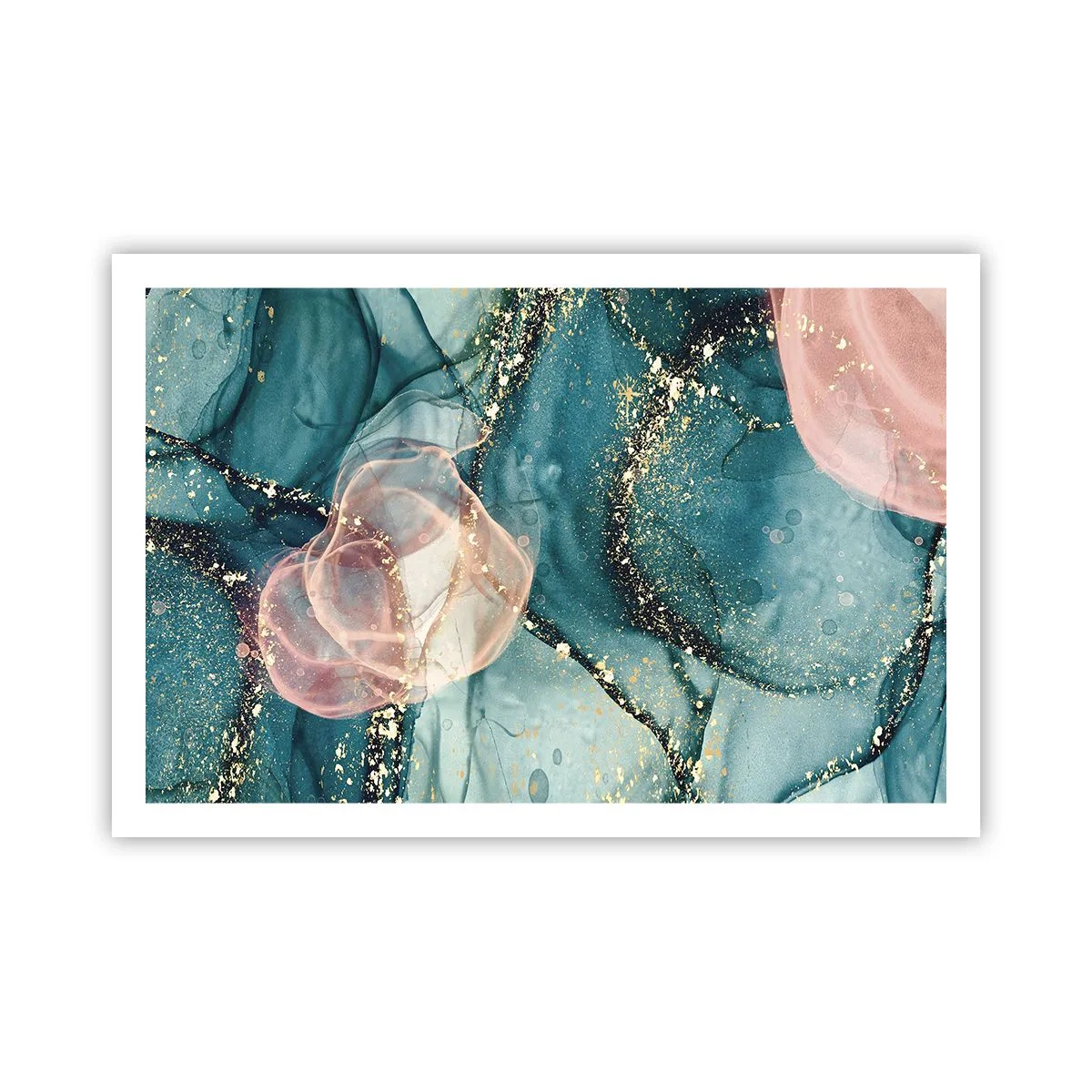 Poster - Blu di seta, rosa di tulle - 91x61 cm