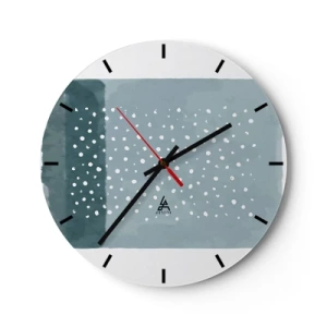 Orologio da parete - Orologio in Vetro - Una composizione moderna con punti su uno sfondo di sfumature di blu - 30x30cm - Spuntate nel blu - Decorazione murale moderna per soggiorno, cucina e camera da letto ARTTOR