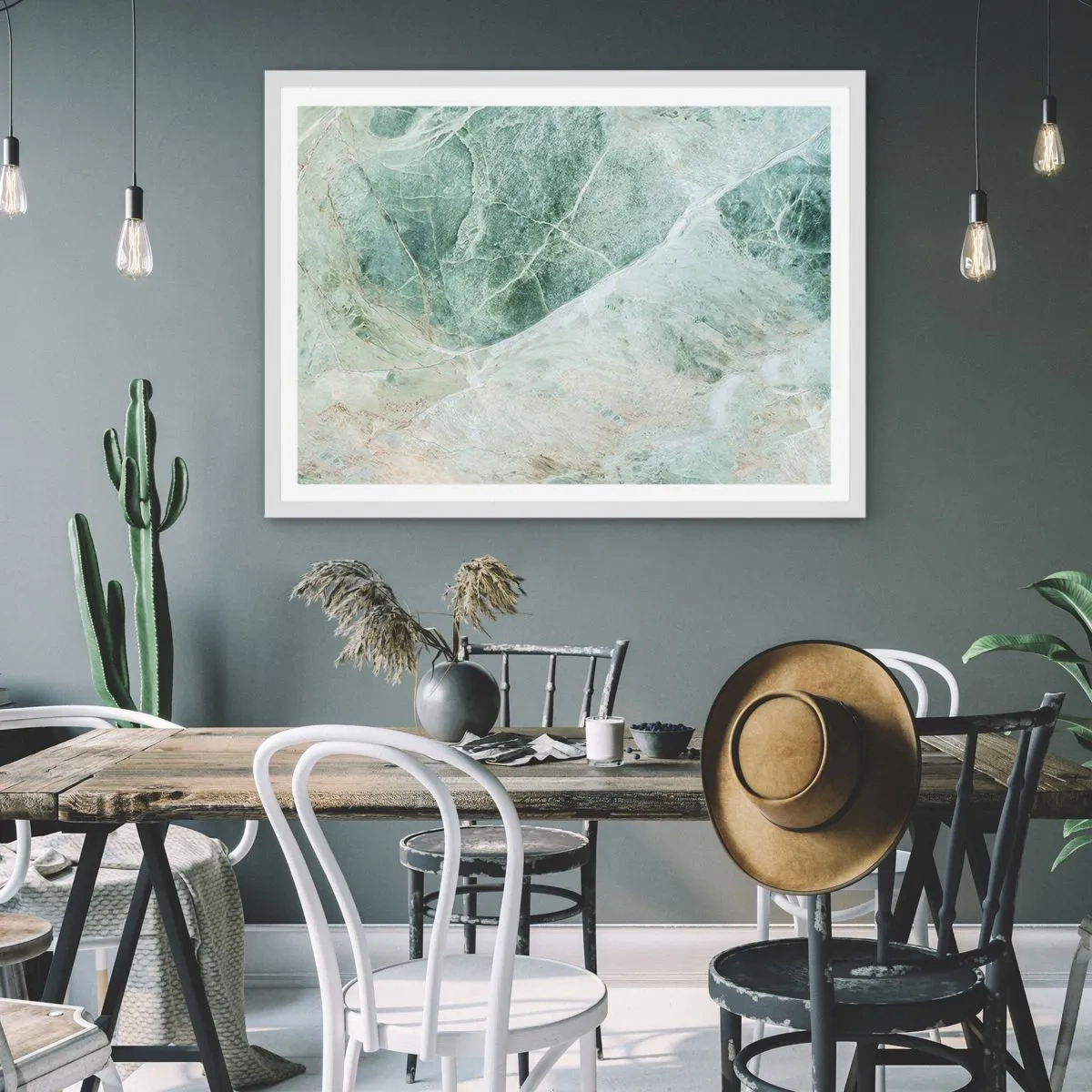 Poster in cornice bianca - Il freddo nobile della pietra - 100x70 cm