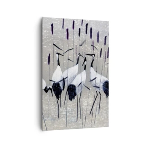 Quadro su tela - Stampe su Tela - Aironi nell'erba su uno sfondo tranquillo - 80x120cm - Tra i suoi - Decorazione murale moderna per soggiorno e camera da letto ARTTOR
