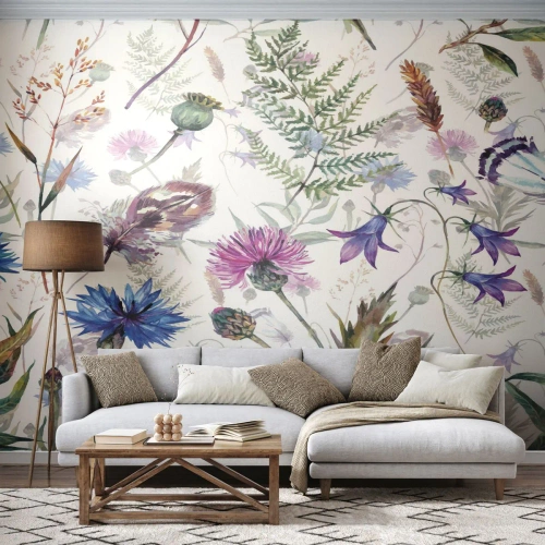 Fotomurali Autoadesivo Deluxe Sticker - Erbario polacco - Fiori di campo, Giardino, Natura - 250x175 cm