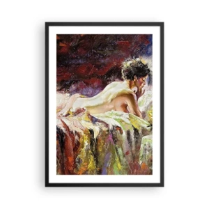 Poster in cornice nera - Nudo artistico di una donna in un ambiente colorato - 50x70cm - Venere pensierosa - Decorazione murale moderna per soggiorno e camera da letto ARTTOR