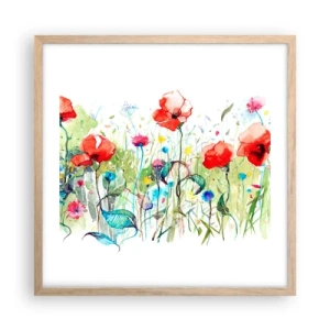 Poster in cornice rovere chiaro - Il prato fiorito a maggio - 50x50 cm