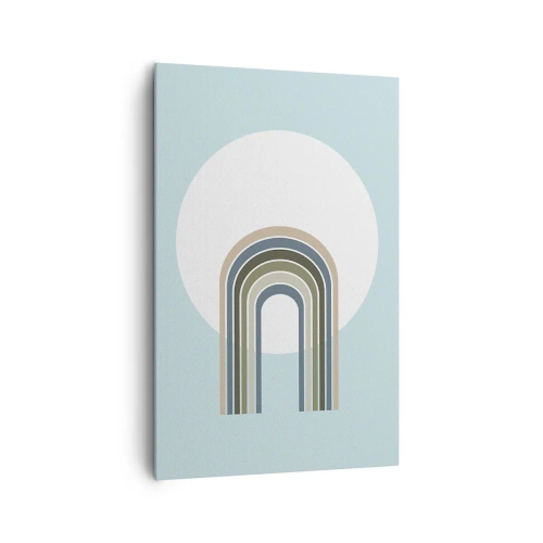 Quadro su tela - Stampe su Tela - Una composizione minimalista con un cerchio e delle linee su uno sfondo pastello. - 80x120cm - Attrazione irresistibile - Decorazione murale moderna per soggiorno e camera da letto ARTTOR