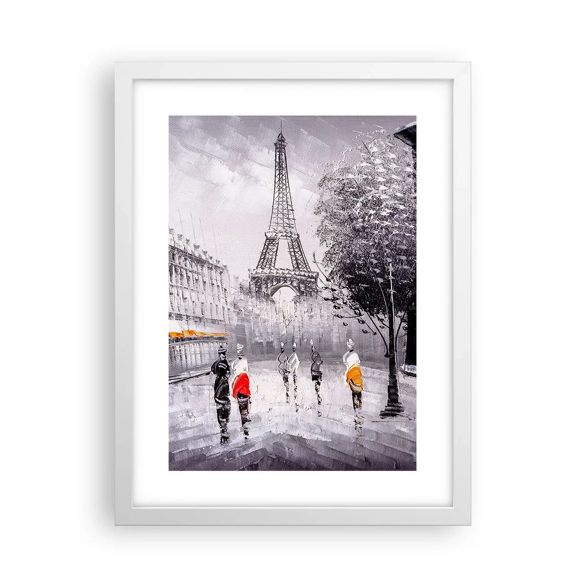 Poster in cornice bianca - Passeggiata a Parigi - 30x40 cm