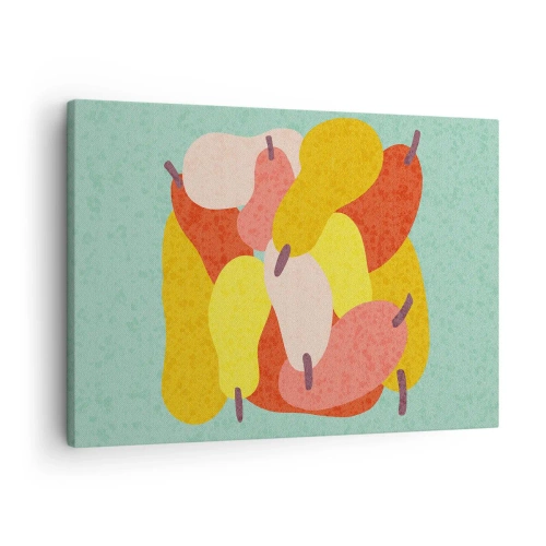 Quadro su tela - Stampe su Tela - Pere astratte colorate su sfondo verde - 70x50cm - Assaggia il sole estivo - Decorazione murale moderna per soggiorno e camera da letto ARTTOR
