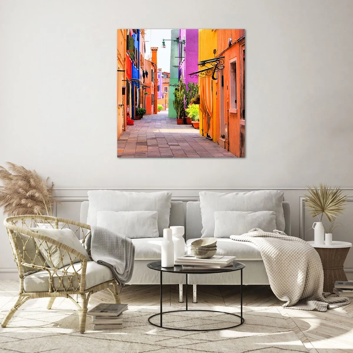 Quadro su vetro - Angolo multicolore - 60x60 cm