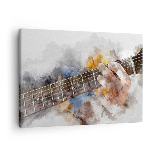 Quadro su tela - Stampe su Tela - Immagine astratta di una mano che suona la chitarra - 70x50cm - Poesia tra le corde - Decorazione murale moderna per soggiorno e camera da letto ARTTOR