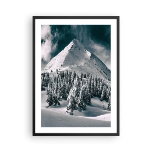 Poster in cornice nera - Paesaggio montano invernale con alberi innevati - 50x70cm - Il paese della neve e del ghiaccio - Decorazione murale moderna per soggiorno e camera da letto ARTTOR