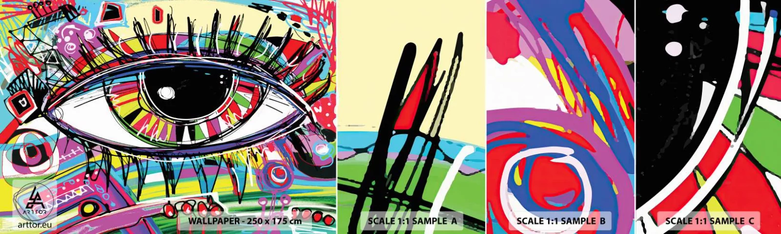 Campione Di Fotomurale Standard Eco - Occhio colorato - anima colorata - Astrazione, Occhio, Grafica - 100x30 cm