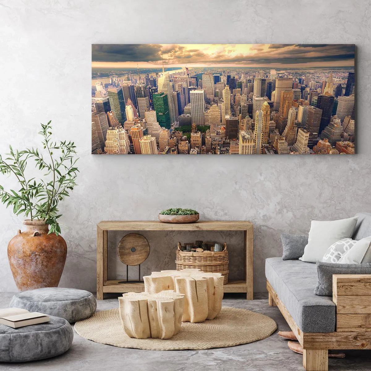 Quadro su tela - Stampe su Tela - Metropolis dorata - 90x30 cm