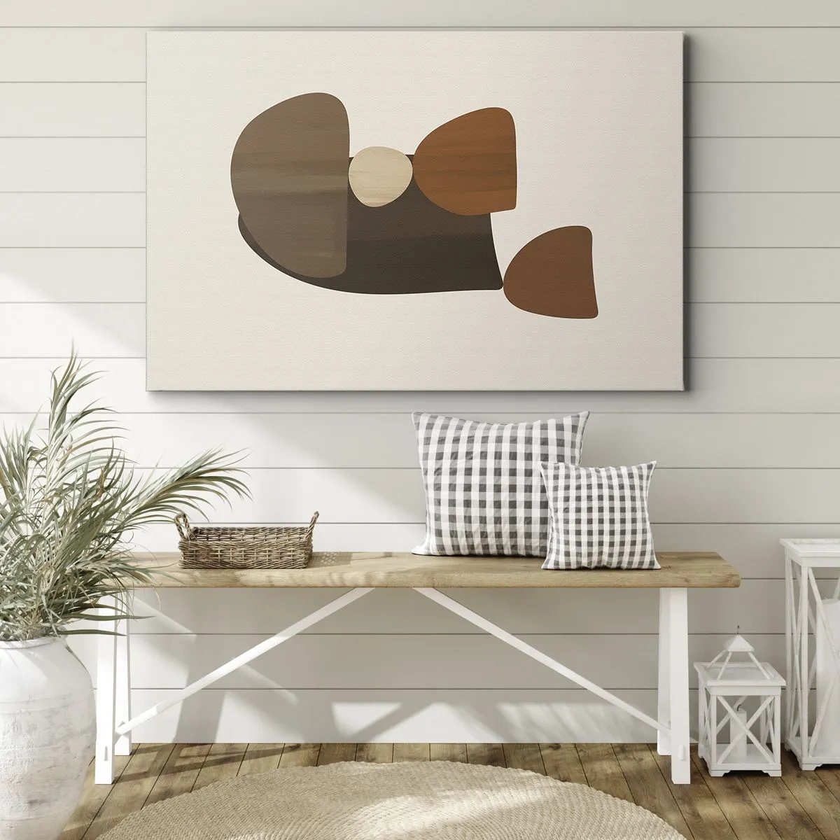 Quadro su tela - Stampe su Tela - Composizione astratta nei toni del marrone e del beige - 70x50cm - Composizione in marrone - Decorazione murale moderna per soggiorno e camera da letto ARTTOR