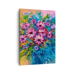 Quadro su tela - Stampe su Tela - Fiori colorati in un bouquet su uno sfondo color pastello - 50x70cm - L'energia della vita - Decorazione murale moderna per soggiorno e camera da letto ARTTOR