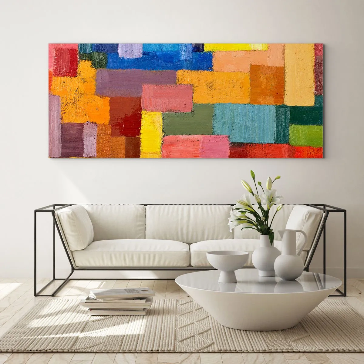 Quadro su vetro - Ognuno diverso, tutti colorati - 100x40 cm