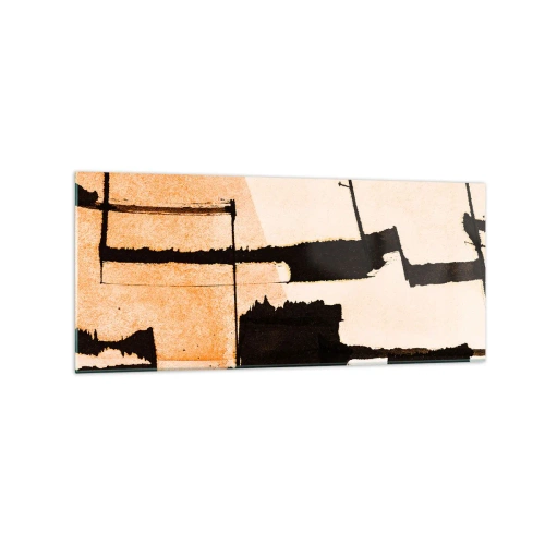 Quadro su vetro - Motivi geometrici nei toni del marrone e del beige - 120x50cm - Comunque in ordine - Decorazione murale moderna per soggiorno e camera da letto ARTTOR