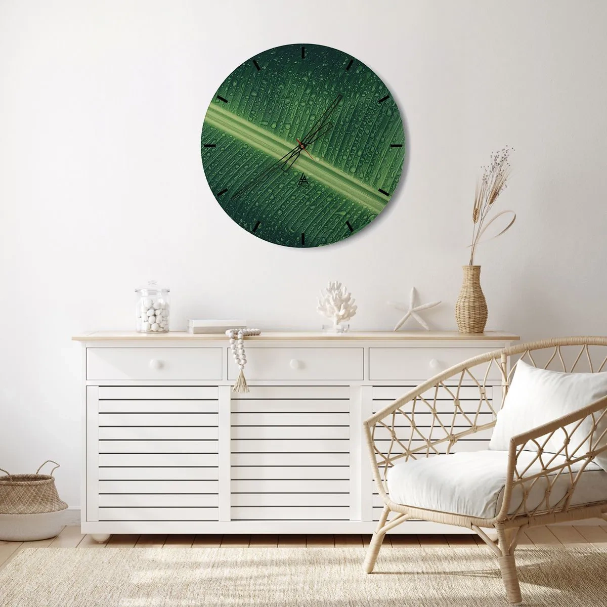 Orologio da parete - Orologio in Vetro - La struttura del verde - 40x40 cm