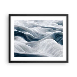 Poster in cornice nera - Onde bianche e blu - 50x40 cm