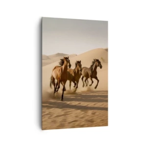 Quadro su tela - Stampe su Tela - Cavalli al galoppo sullo sfondo del deserto - 80x120cm - Liberi come il vento - Decorazione murale moderna per soggiorno e camera da letto ARTTOR