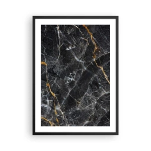 Poster in cornice nera - Marmo nero con sottili venature dorate in un'elegante cornice - 50x70cm - La vita interiore delle pietre - Decorazione murale moderna per soggiorno e camera da letto ARTTOR