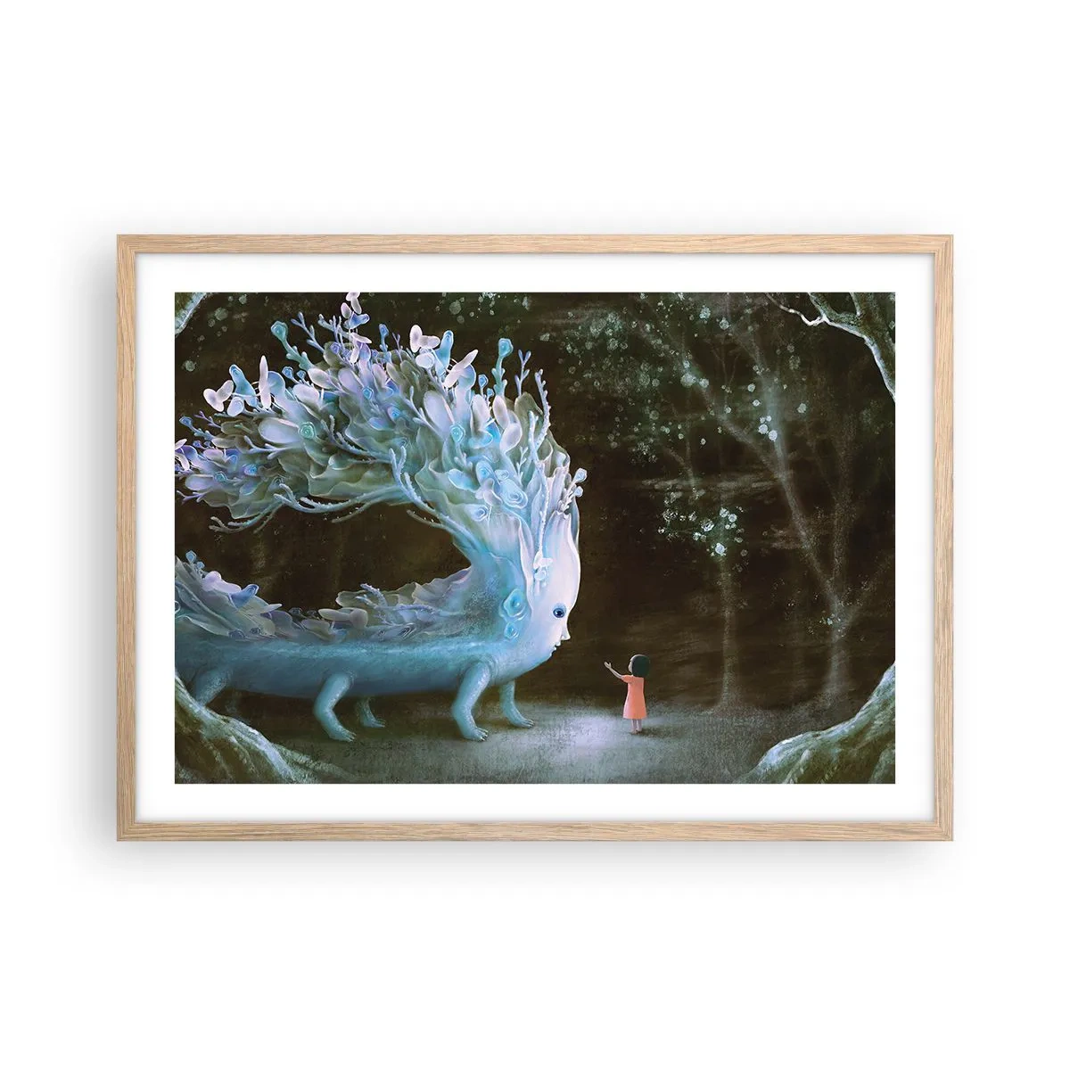 Poster in cornice rovere chiaro - Incontro fantastico - 70x50 cm