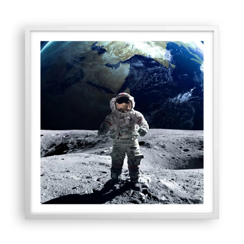 Poster in cornice bianca - Saluti dalla luna - 60x60 cm