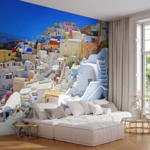 Fotomurali Autoadesivo Deluxe Sticker - Sogno di un'estate greca - Architettura, Paesaggio, Santorini - 100x70 cm