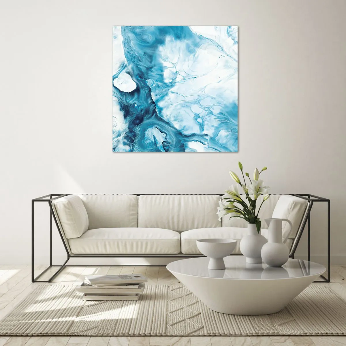 Quadro su vetro - Concerto di blu - 30x30 cm