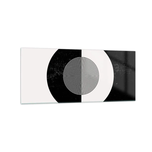 Quadro su vetro - Motivo grafico in bianco e nero a contrasto - 120x50cm - Armonia in bianco e nero - Decorazione murale moderna per soggiorno e camera da letto ARTTOR