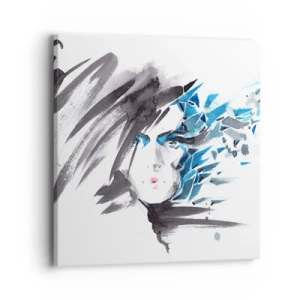 Quadro su tela - Stampe su Tela - Ritratto di sensualità in grigio e azzurro - 40x40 cm