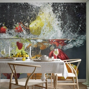 Fotomurali Autoadesivo Deluxe Sticker - Frutta rinfrescante - Frutta, Acqua, Cucina - 250x175 cm